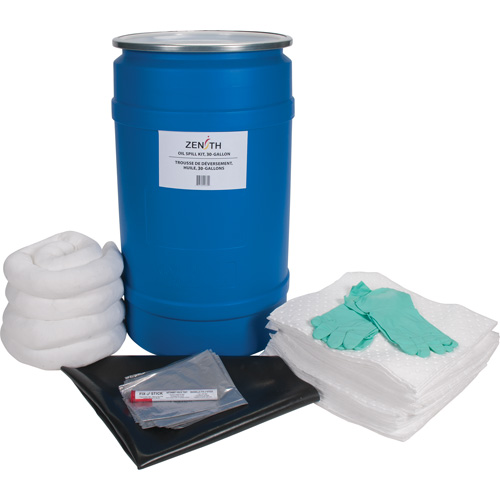 Premium Shop Spill Kit, Oil Only, Drum, 30 US gal. Absorbancy