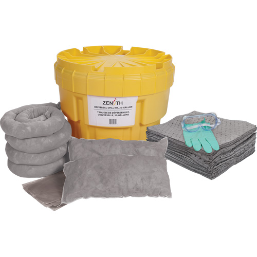 Premium Large-Capacity Spill Kit, Universal, Overpack/Salvage Drum, 20 US gal. Absorbancy
