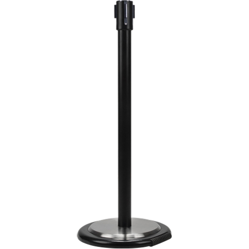 Free-Standing Crowd Control Barrier Receiver Post With Wheels, 35" High, Black