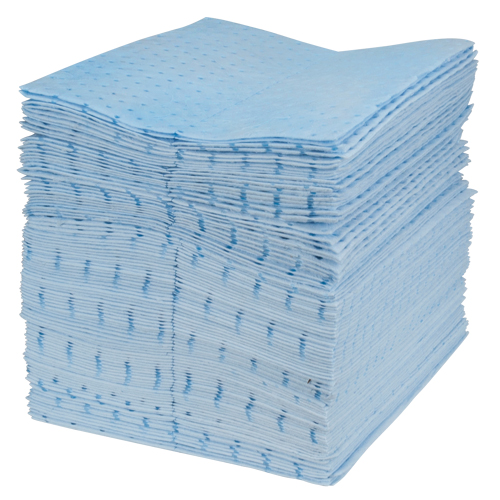 Premium Blue Bonded Sorbent Pads, Oil Only, 15" x 17", 15 gal. Absorbancy