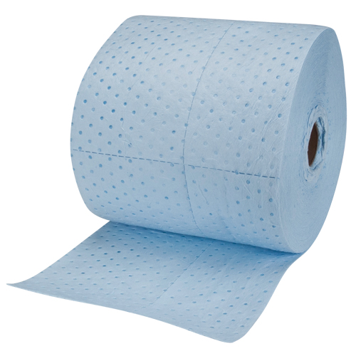 Premium Blue Bonded Sorbent Pads, Heavyweight, 150' L x 15" W, 25 gal. Absorbancy
