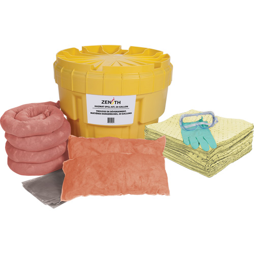 Premium Spill Kit, Hazmat, Overpack/Salvage Drum, 20 US gal. Absorbancy