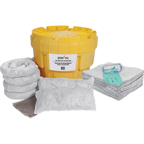 Premium Spill Kit, Oil Only, Overpack/Salvage Drum, 20 US gal. Absorbancy