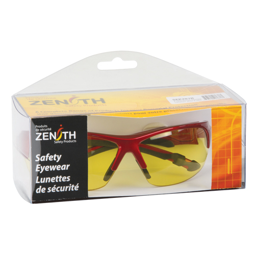 Z1900 Series Safety Glasses, Amber Lens, Anti-Scratch, Meets/Exceeds CSA Z94.3