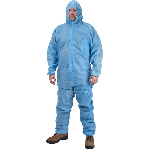 Premium Hooded Coveralls, 2X-Large, Blue, Polypropylene