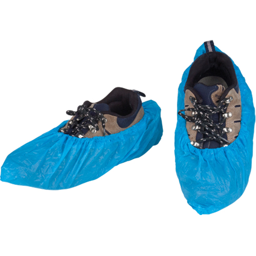 CPE Shoe Covers, Large, Polyethylene, Blue