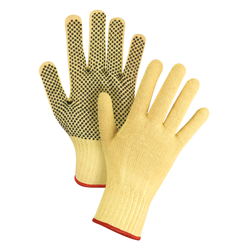 Dotted Seamless String Knit Gloves, Size Small/7, 7 Gauge, PVC Coated, Kevlar® Shell, ASTM ANSI Level A2/EN 388 Level 3