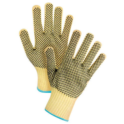 Double-Sided Dotted Seamless String Knit Gloves, Size X-Large/10, 7 Gauge, PVC Coated, Kevlar® Shell, ASTM ANSI Level A2/EN 388 Level 3