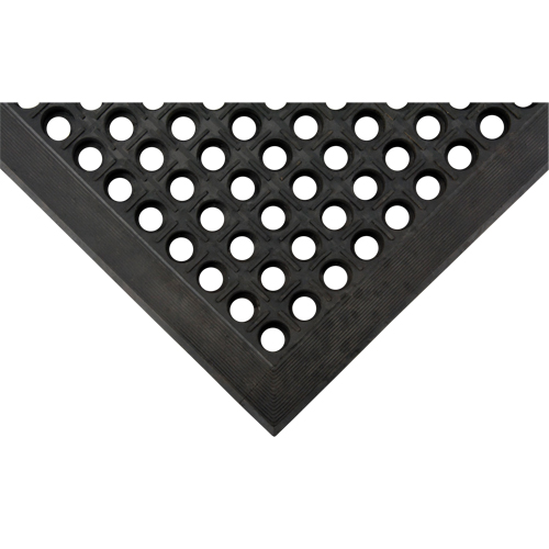 Anti-Fatigue Matting, Slotted, 3' x 5' x 7/8", Black, Natural Rubber