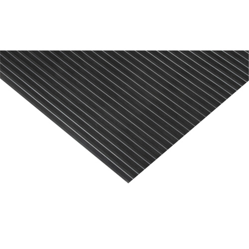 Wide-Ribbed Matting, Wiper, 3' x 75' x 1/8", Black