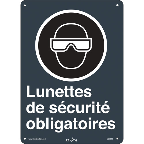 Lunettes de sécurité CSA Standard Safety Sign, 14" x 10", Plastic, French with Pictogram