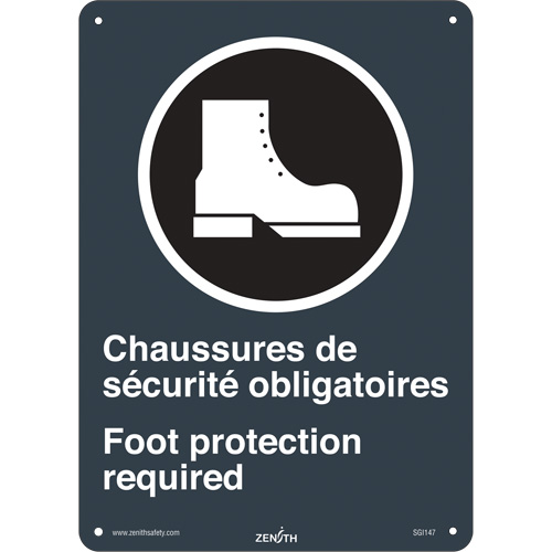 Chaussures de Sécurité / Foot Protection CSA Standard Safety Sign, 14" x 10", Aluminum, Bilingual with Pictogram