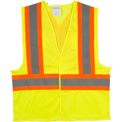 Traffic Safety Vest, High Visibility Lime-Yellow, 2X-Large, Polyester