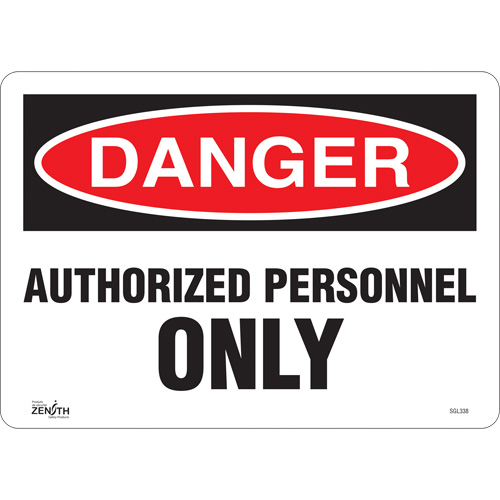 "Authorized Personnel Only" Sign, 10" x 14", Vinyl, English