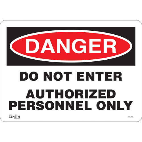 "Authorized Personnel Only" Sign, 10" x 14", Vinyl, English