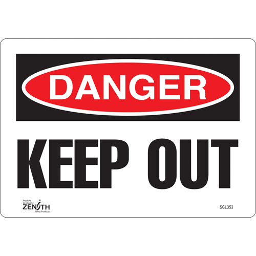 "Keep Out" Sign, 7" x 10", Vinyl, English