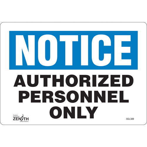 "Authorized Personnel Only" Sign, 7" x 10", Vinyl, English
