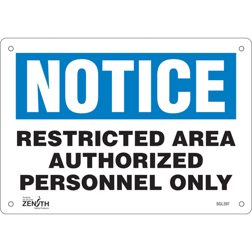 "Authorized Personnel Only" Sign, 7" x 10", Aluminum, English
