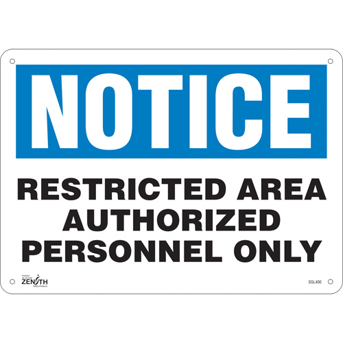 "Authorized Personnel Only" Sign, 10" x 14", Aluminum, English