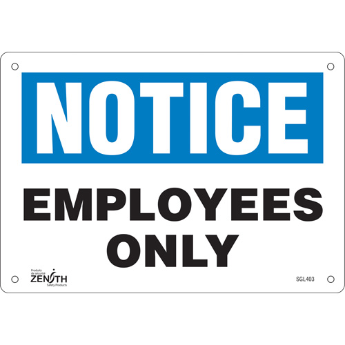 "Employees Only" Sign, 7" x 10", Aluminum, English