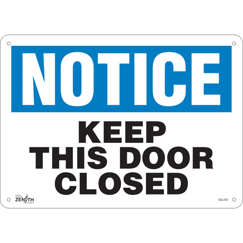 "Keep This Door Closed" Sign, 10" x 14", Aluminum, English
