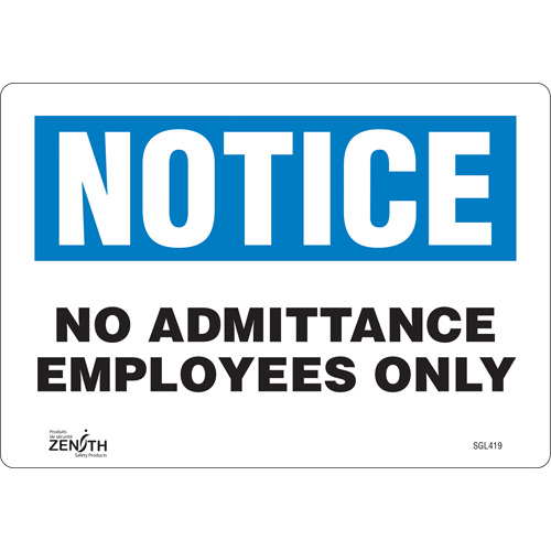 "Employees Only" Sign, 7" x 10", Vinyl, English