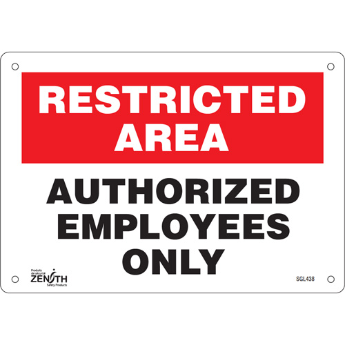 "Authorized Personnel Only" Sign, 7" x 10", Plastic, English