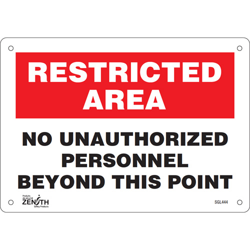 "No Unauthorized Personnel" Sign, 7" x 10", Plastic, English