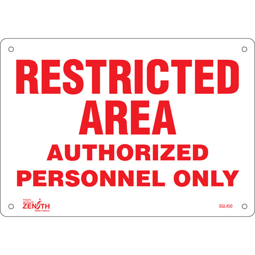 "Authorized Personnel Only" Sign, 7" x 10", Plastic, English
