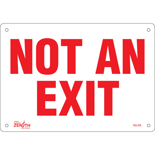 "Not An Exit" Sign, 7" x 10", Plastic, English