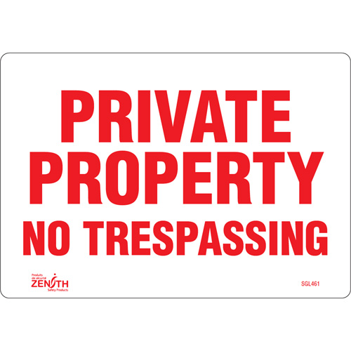 "Private Property" Sign, 7" x 10", Vinyl, English