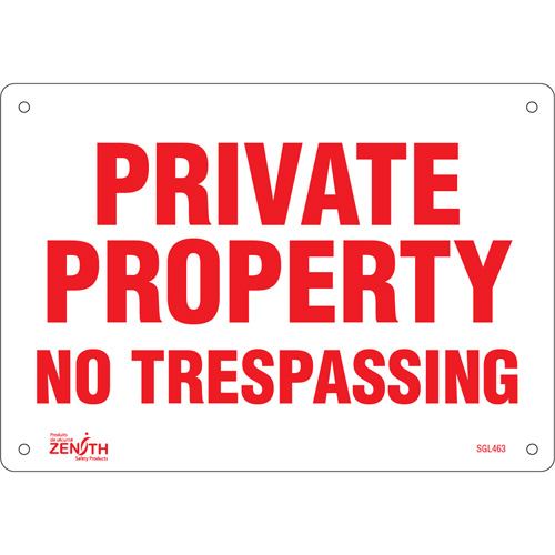 "Private Property" Sign, 7" x 10", Aluminum, English