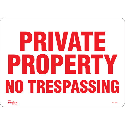"Private Property" Sign, 10" x 14", Vinyl, English