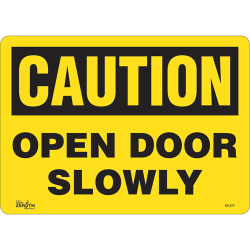 "Open Door Slowly" Sign, 10" x 14", Vinyl, English