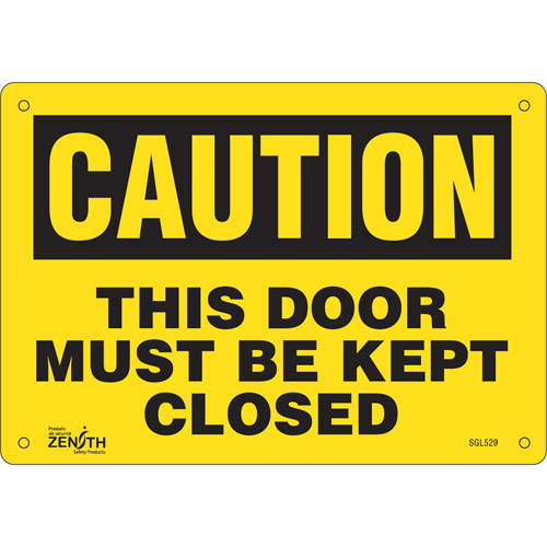 "This Door Must Be Kept Closed" Sign, 7" x 10", Aluminum, English