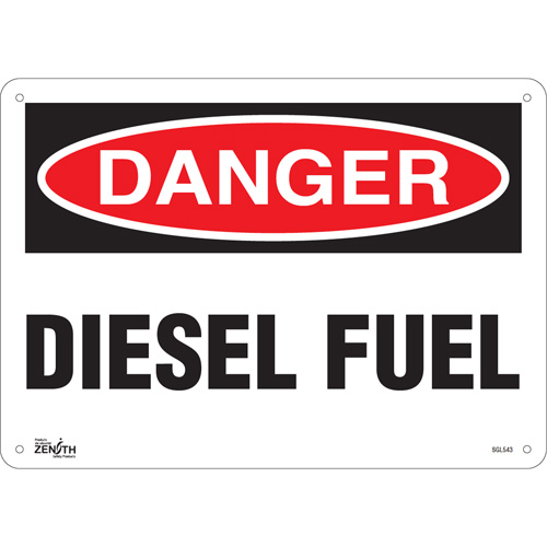 "Diesel Fuel" Sign, 10" x 14", Plastic, English