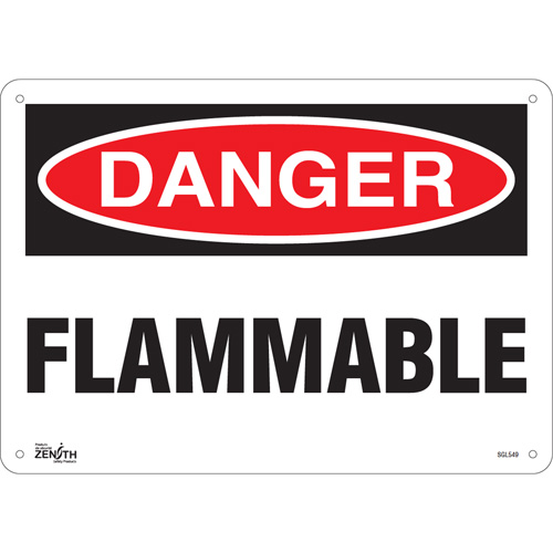 "Flammable" Sign, 10" x 14", Plastic, English