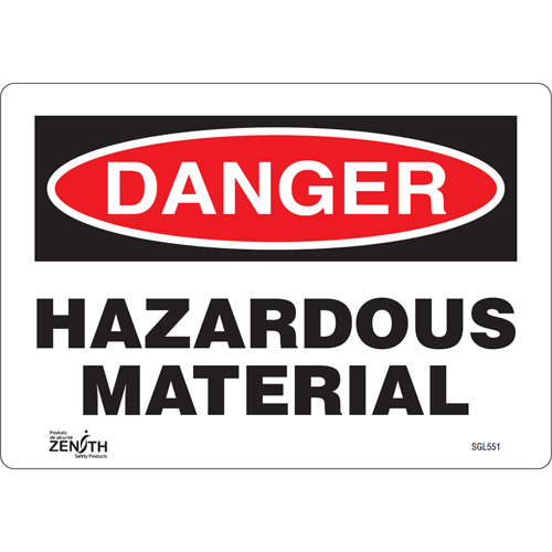 "Hazardous Material" Sign, 7" x 10", Vinyl, English