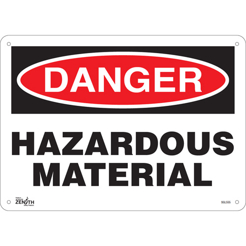 "Hazardous Material" Sign, 10" x 14", Plastic, English