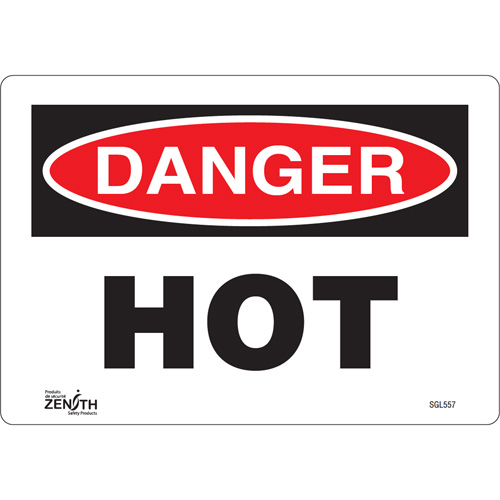 "Danger Hot" Sign, 7" x 10", Vinyl, English