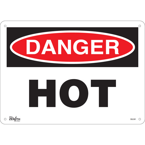 "Danger Hot" Sign, 10" x 14", Plastic, English