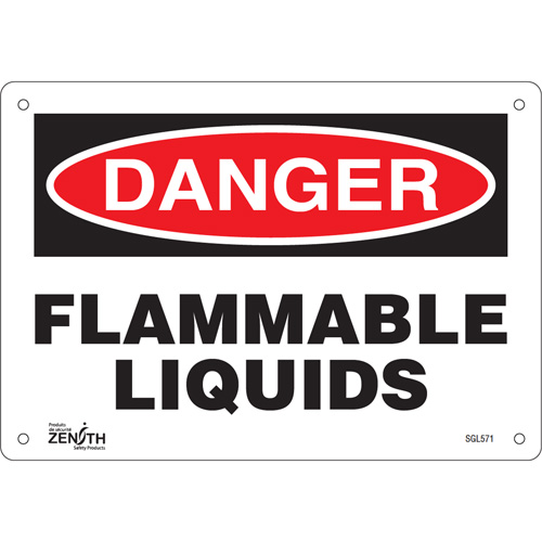 "Flammable Liquids" Sign, 7" x 10", Aluminum, English
