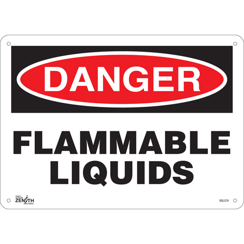 "Flammable Liquids" Sign, 10" x 14", Aluminum, English