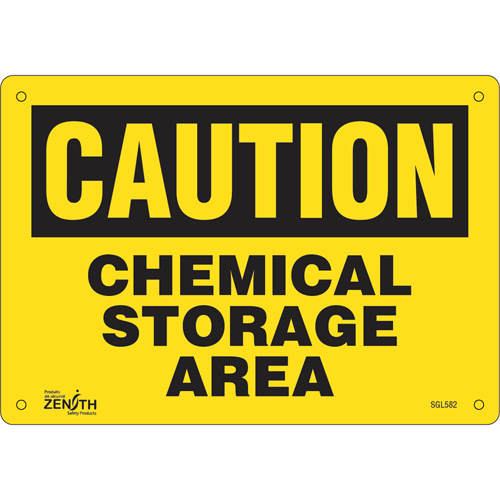 "Chemical Storage Area" Sign, 7" x 10", Plastic, English