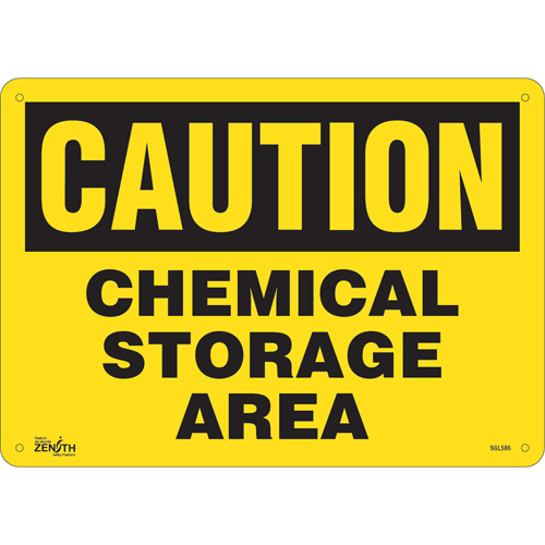 "Chemical Storage Area" Sign, 10" x 14", Aluminum, English