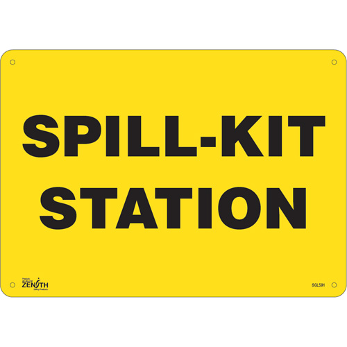"Spill Kit Station" Sign, 10" x 14", Plastic, English