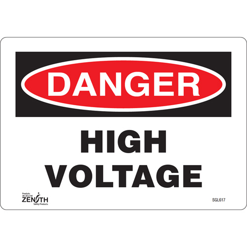 "High Voltage" Sign, 7" x 10", Vinyl, English