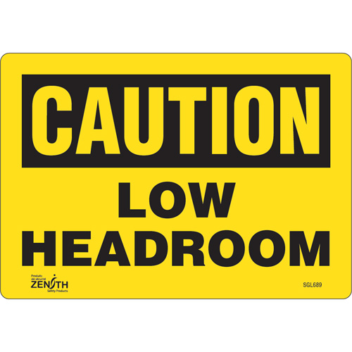 "Low Headroom" Sign, 7" x 10", Vinyl, English