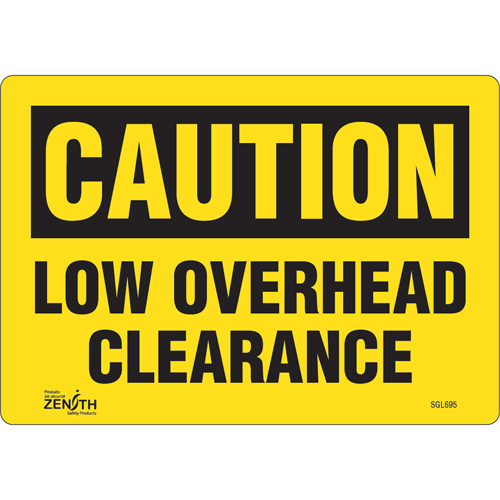 "Low Overhead Clearance" Sign, 7" x 10", Vinyl, English