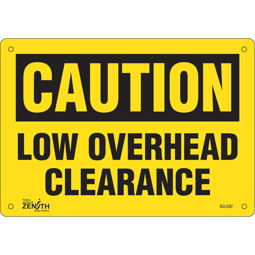 "Low Overhead Clearance" Sign, 7" x 10", Aluminum, English